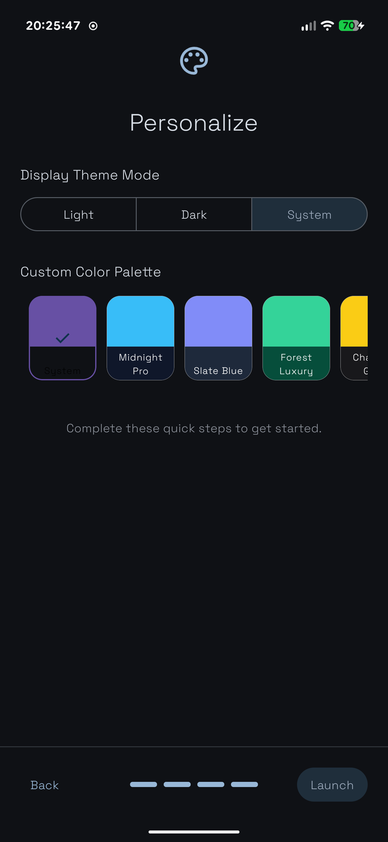 Personalization Screen
